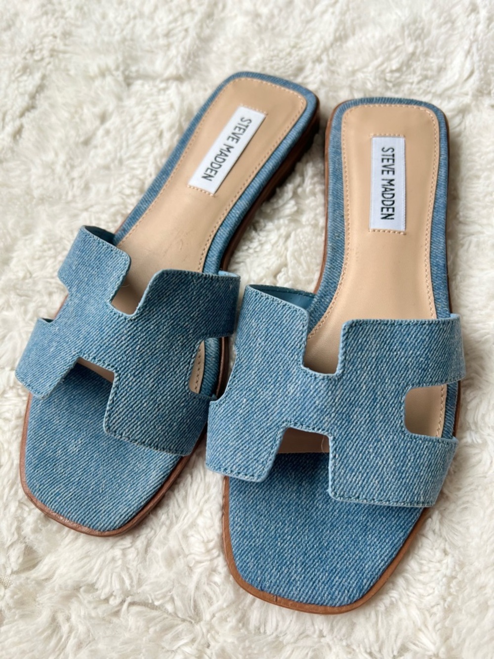 Steve Madden Hawthorne Denim Slide Sandals Blue 7